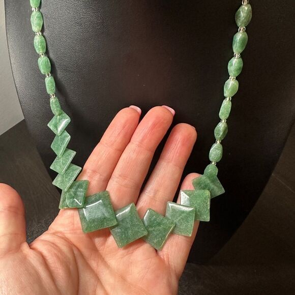 SALE! All nephrite jade and glass seed bead necklace!! - Picture 3 of 8